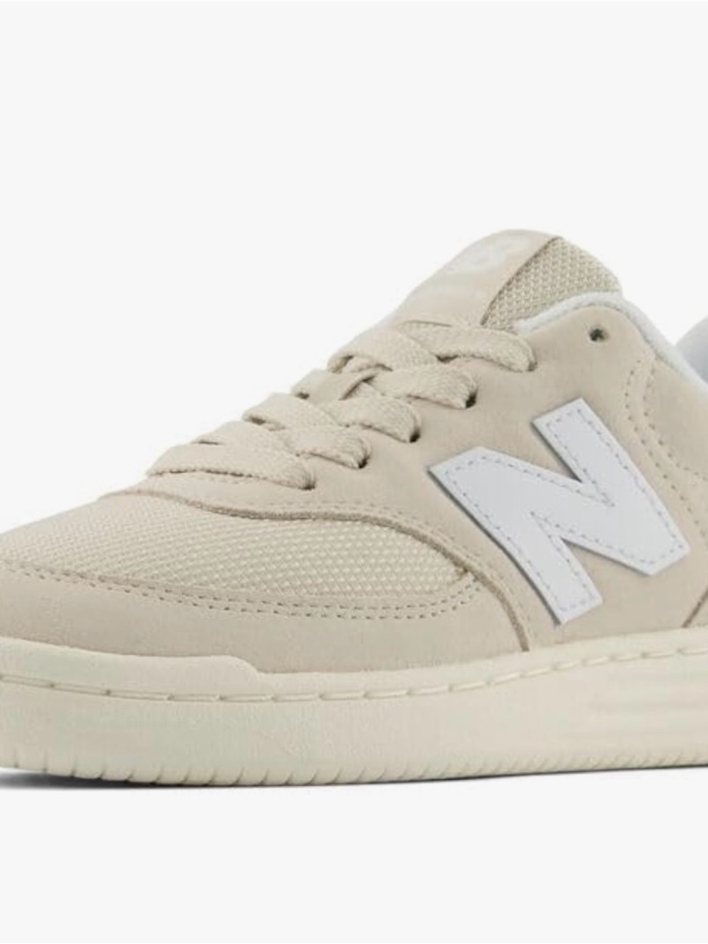 New Balance Creamy Beige Low-Top Sneaker with White N